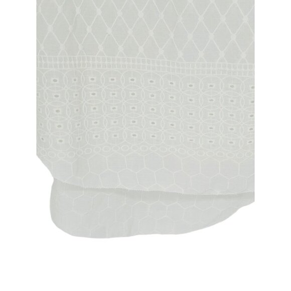 GF Collection Tank Top Off White Embroidered Eyelet Sheer High Low V-Neck Size M - Picture 13 of 15